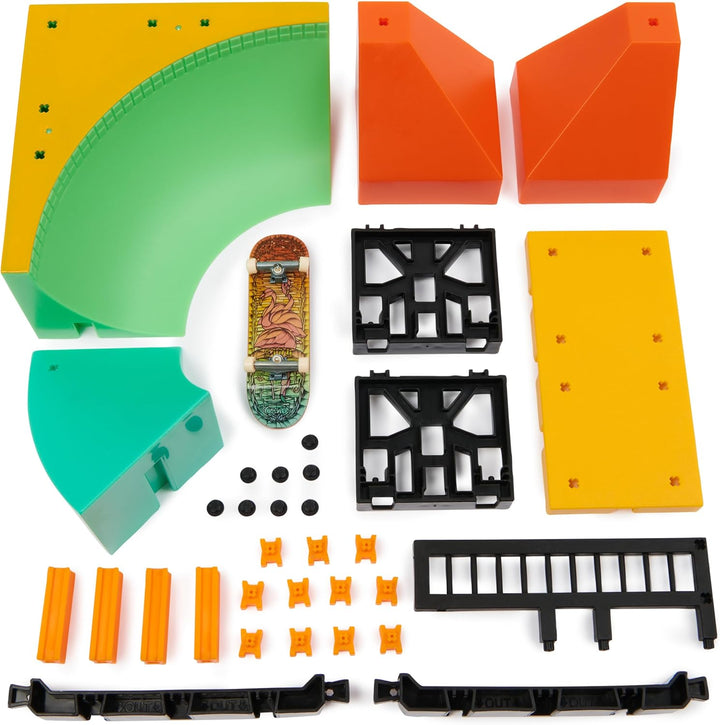 , Quarter Bowl Ruckus X-Connect Park Creator, Customizable and Buildable Ramp Set with Exclusive Fingerboard, Kids Toy for Ages 6 and Up