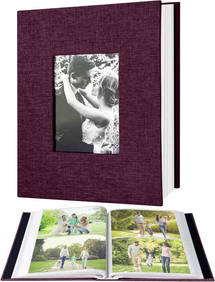 Photo Album 4X6 100 Pockets, Linen Cover Top Loader Vertical, Slip-In Picture Grey Pockets Albums for Wedding, Family, Anniversary, Baby, Vacation