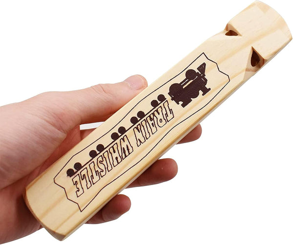 Solid Wood Train Whistle 4 Tones, Noisemaker Toys and Conductor Whistle for Birthday Party Carnival Prize Game Cheering Prop or Educational