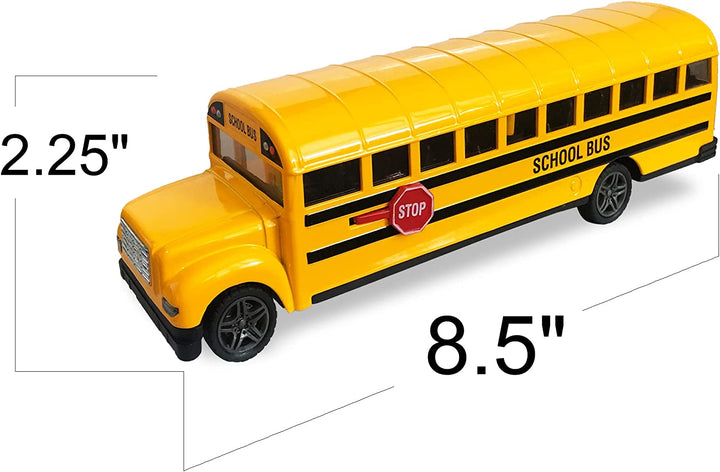 Yellow School Bus Toy for Kids - 8.5 Inch Pull Back Car with Cool Opening Doors and Rubber Tires - Durable Diecast School Bus - Best Birthday Gift for Boys and Girls