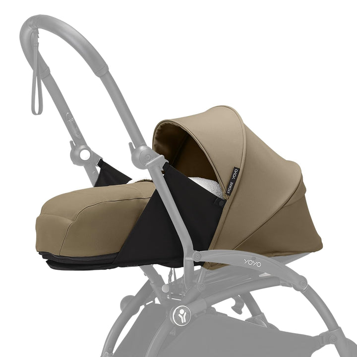YOYO 0+ Newborn Pack, Taupe - Includes Mattress, Extendable Canopy & Five-Point Harness - Requires YOYO3 Frame (Sold Separately)