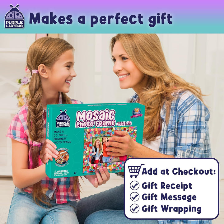 DIY Mosaic Photo Frame Craft Kit - Summer Activities for Kids & Teens, Arts & Crafts for Girls 8-12, Birthday Gift for Girls, Fun Craft for Kids Ages 6-12