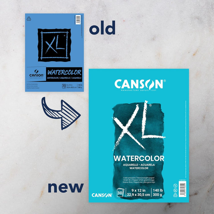 XL Series Watercolor Pad, Heavyweight White Paper, Foldover Binding, 30 Sheets, 9X12 Inch