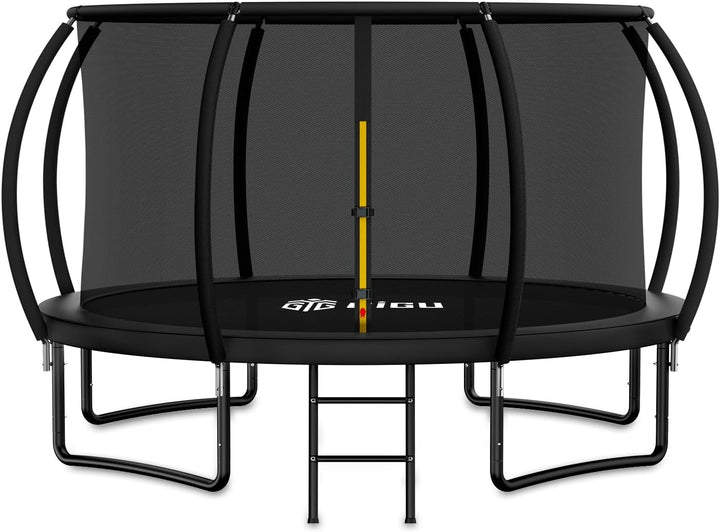 10FT 12FT 14FT Recreational Trampolines with Enclosure Net and Ladder and Anti-Rust Coating, ASTM Approved Trampoline Outdoor for Kids and Adults Outdoor Yard Trampolines