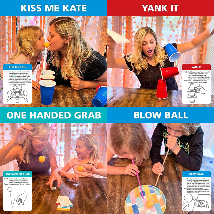 Minute of Fun Game - Minute to Win It Games for Kids, Adults, Teens, Families, Game Night, Gift for Home, Birthdays, or Travel. 2-12 Players! Original - 237 Challenges