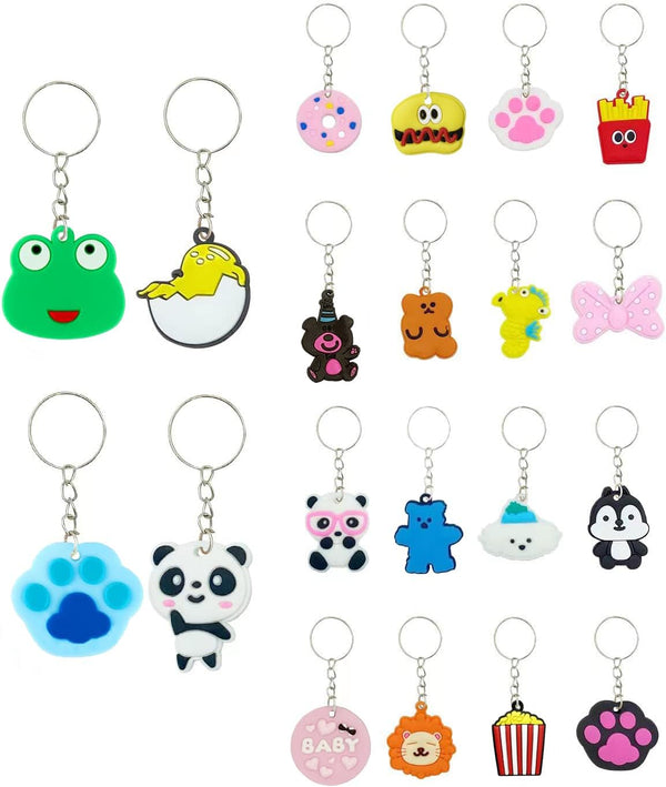100Pcs Cartoon Keychain for Kids Party Favors, Mini Cute Keyring for Classroom Prizes, Birthday Christmas Party Favors Gift, Goodie Bag Stuffers Supplies, 20 Colors
