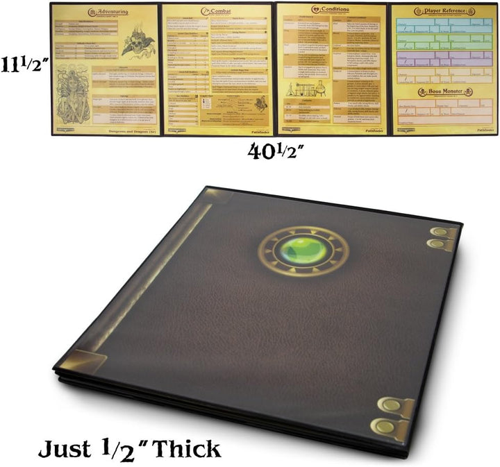 the Master'S Tome 4-Panel Customizable GM Screen with Free Inserts – Dry Erase, Dungeon & Game Master Accessory for Tabletop RPG Campaigns (Black)