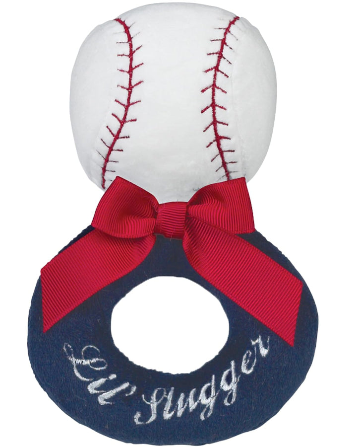 Bearington Baby Touchdown, 5.5 Inch Plush Stuffed Baby Football Soft Ring Rattle - Newborn Toys - Soft Rattle