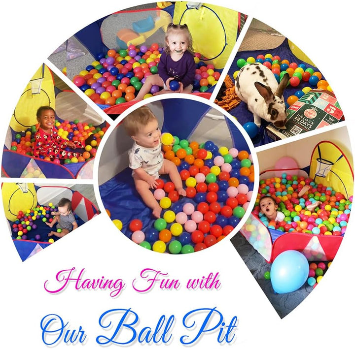 Kids Ball Pit Large Pop up Childrens Ball Pits Tent for Toddlers Playhouse Baby Crawl Playpen with Basketball Hoop and Zipper Storage Bag, 4 Ft/120Cm, Balls Not Included (Blue Yellow Red)