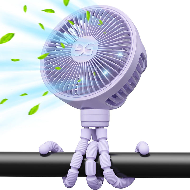 Stroller Fan Clip on for Baby, Flexible Tripod & Rechargeable Battery, Small Personal Fan, Mini Portable Fan for Travel, Handheld, Car (Black)