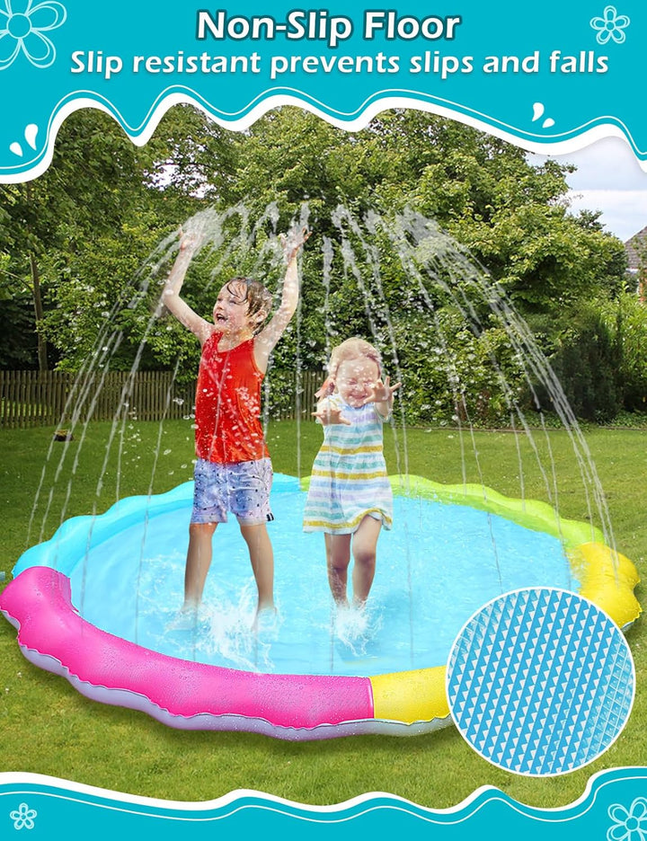 Splash Pad Sprinkler for Kids Splash Play Mat Outdoor Water Toys Inflatable Splash Pad Baby Toddler Pool Boys Girls Children outside Backyard Dog Sprinkler Pool Age 1 2 3 4 5 6 7 8 9 M