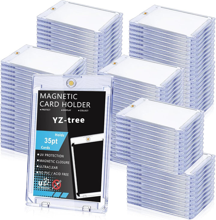 25 PCS Magnetic Card Holders: 35 Pt Magnetic Card Case for Trading Cards,One Touch Card Holder, U-V Protection Hard Plastic Card Protectors for Sports, Baseball, Game, Standard Cards Display