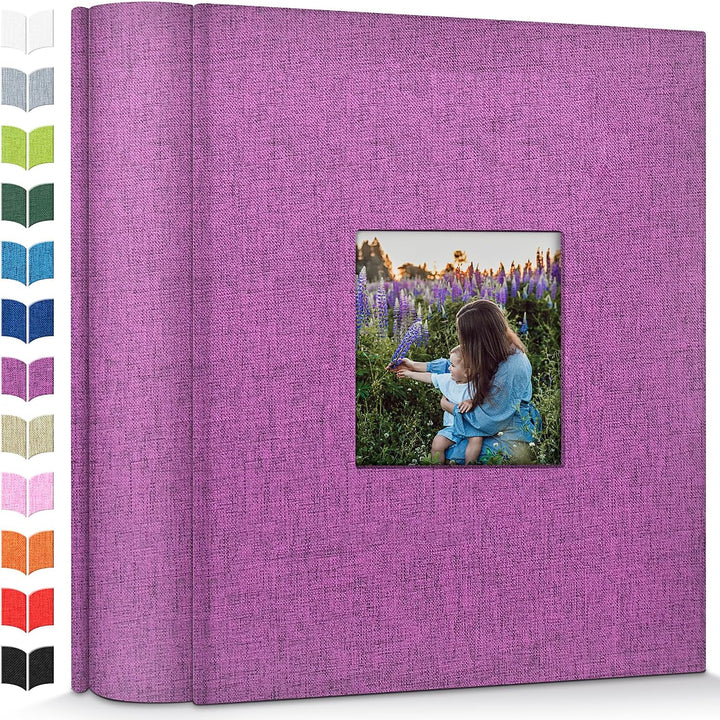 Photo Album 4X6 with 300 Pockets,Slip-In Picture Albums,Linen Cover Memory Book with Front Window,White Page Vertical Photo Book for Wedding,Family,Anniversare,Baby,Vacation