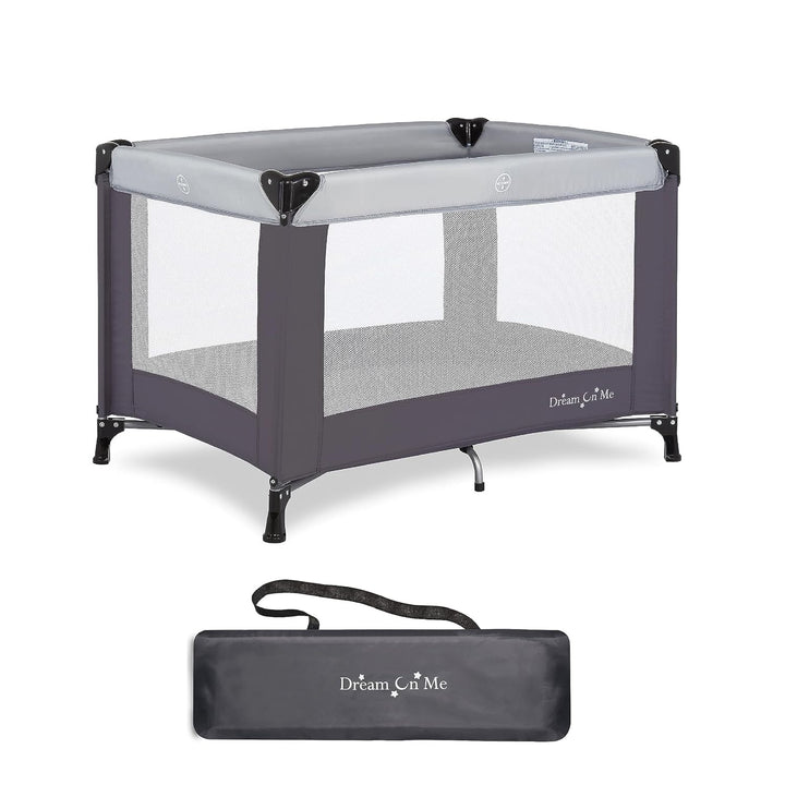 Nest Portable Playard in Black with Carrybag an Shoulder Strap, Lightweight, Packable and Easy Setup Baby Playard, Breathable Mesh Sides and Soft Fabric - Comes with a Removable Padded Mat