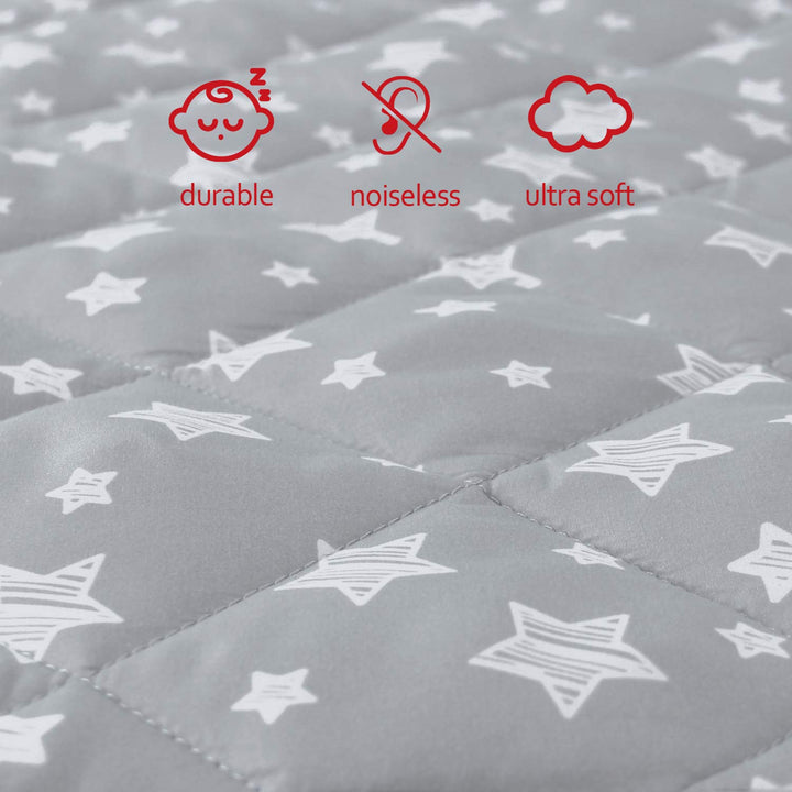 Pack and Play Sheets Fitted, Breathable Thick Playard Lovely Print Cover 39"×27"×5" Compatible with Graco Pack N Play, Gray Star