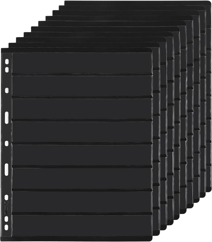 10 Sheets 20 Pages Postage Stamp Album Pages, 7 Pockets 7.7X 1.35In Stamp Collection Inserts, 9 Hole Standard Stamp Collecting Album Sleeves for Stamp Collection Binder IS010710