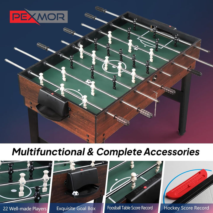 10-In-1 Multi Game Set for Adults and Family, 48" Game Table with Hockey, Foosball, Pool, Ping Pong, Shuffleboard, Chess, Checkers, Bowling, Backgammon