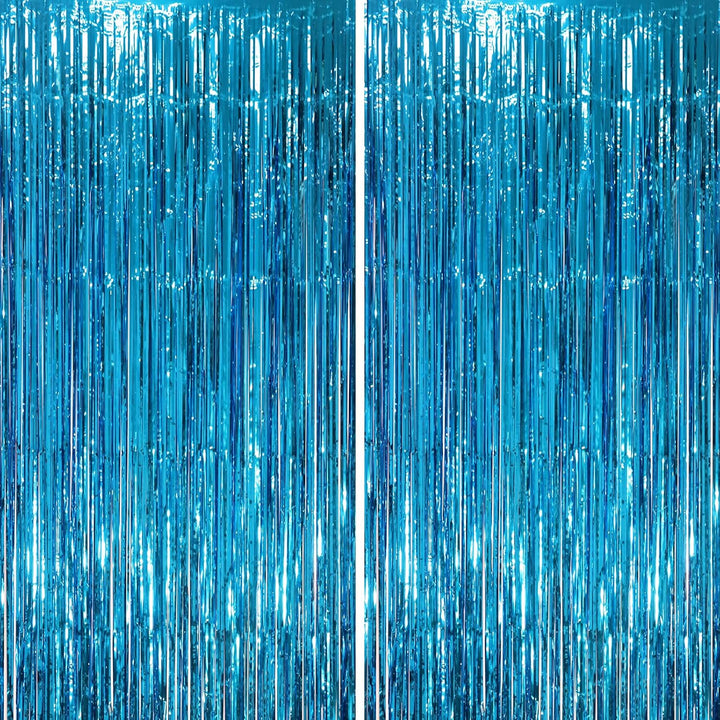 2 Pack Laser Pink Tinsel Foil Fringe Curtains, Mothers Day Pink Decorations, Metallic Tinsel Party Streamers Backdrop for Birthday Bachelorette Graduation Wedding Party Decorations