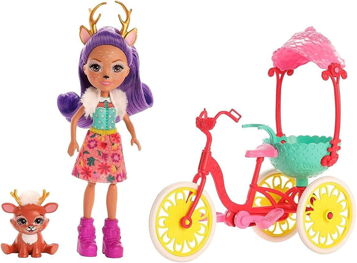 Bike Buddies Bicycle Playset (11-In) with Danessa Deer Doll (6-In) and Sprint Animal Figure, Doll with Articulated Legs, Great Gift for 3 8 Year Olds