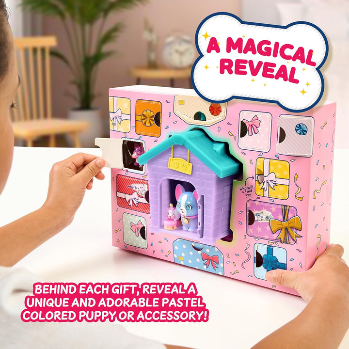 Dog House Playset, Mama Surprise Families Puppy Party Pack, 15 Mini Collectible Puppies, Fold-Out Dog Playset Toy Gift for Kids 5+