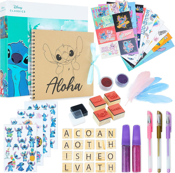Stitch Scrapbook Supplies Set for Girls Teenagers DIY Scrapbooking Supplies Arts Craft Kit with Stickers Stamps Glitter Gel Pens Journal Stitch Gifts