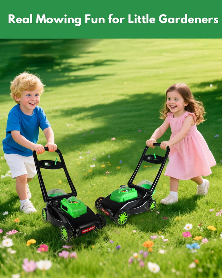 Kids Lawn Mower with Realistic Grass-Cutting Action and Sounds – No Batteries Required | Kid Lawn Mower, Fun Outdoor Push Toy and Gift for 3, 4, 5, 6, 7, 8 Year Old Boys and Girls (Black)