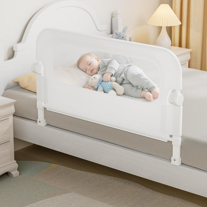 Baby Bed Rail Guard for Toddlers -46" Toddler Bed Rails for Twin, Full, Queen, King Bunk Size Bed Swing down Bedrail Extral Tall Child Safety Side Railing Guards for Kids