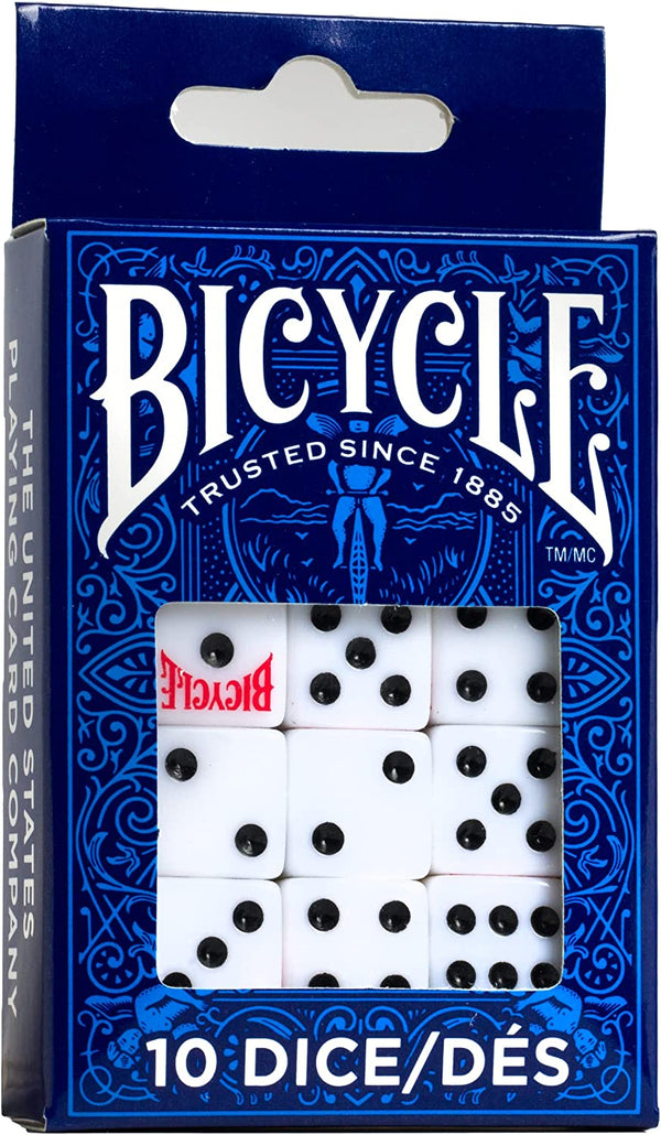 10 Count White 16 Mm D6 Playing Dice Set