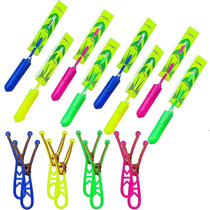 s Slingshot LED Light up Helicopters, 6 Copters and 3 Launchers - as Seen on TV for Unisex Children