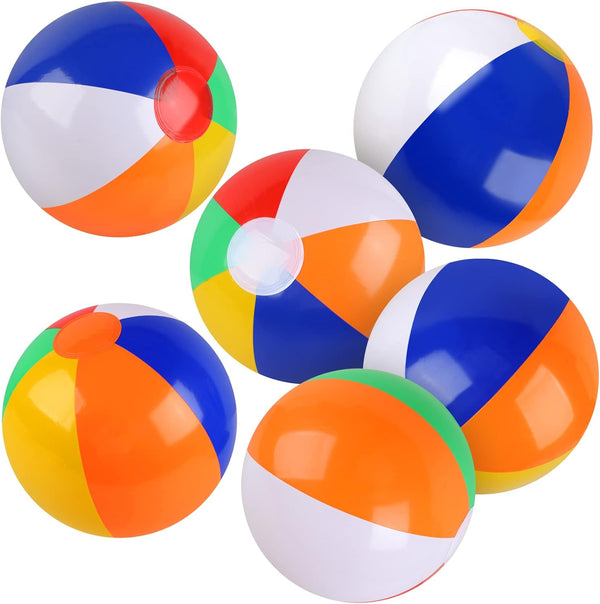 6 Pack Beach Balls, 10 Inch Beach Balls for Kids, Rainbow Color Pool Toys Pool Balls for Swimming Pool, Beach Toys Inflatable Ball for Summer Parties and Water Games