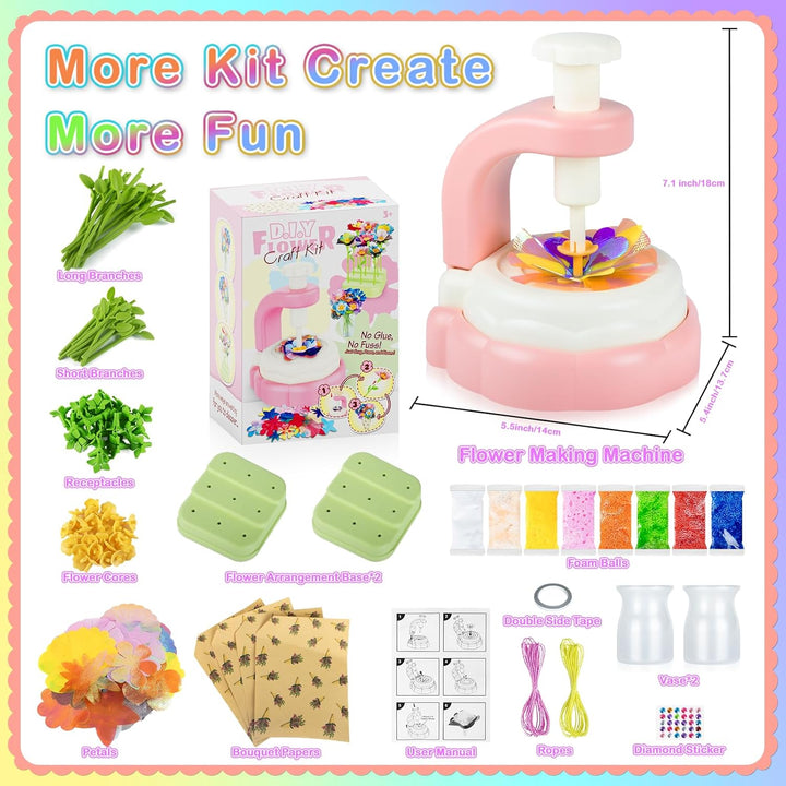 DIY Fabric Flower Bouquets Toys, Crafts for Girls, Make Your Own Bouquet and Vase, Flower Toy with Vases and Decoration Kits, Educational Activity, Art and Craft for Girl, Christmas, Birthday Gift