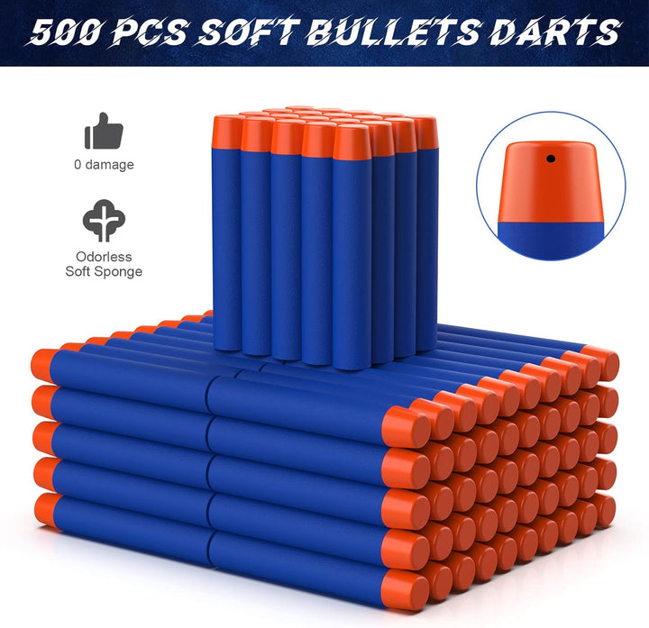 Nerf Bullets 500 Official Dart for Nerf N-Elite Series Refill Darts Foam Bullets Ammo Packs - Compatible with All Elite Blaster