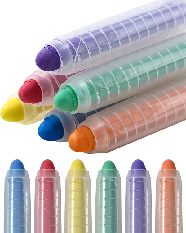 Try-It Chalk Set – 6 Dustless Washable Chalks with Holder for Kids, Safe for Sidewalk, Blackboard, Art Play
