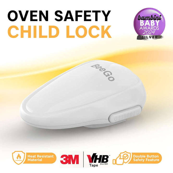 Oven Lock – Baby Proofing Safety Lock for Oven Doors & Stoves, 3M VHB Adhesive, No-Drill, Heat-Resistant, 1 Pack, Easy Install, White