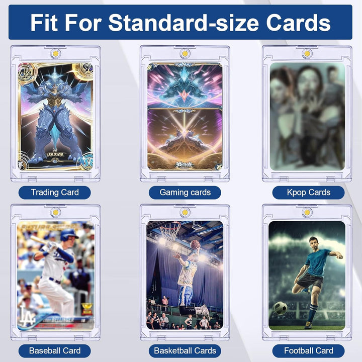 8 Pack Magnetic Card Holders, 35PT Plastic One Touch Card Holder for Baseball Cards, U-V Protection Trading Cards Case for Sports, Football, Games - Standard Size Display