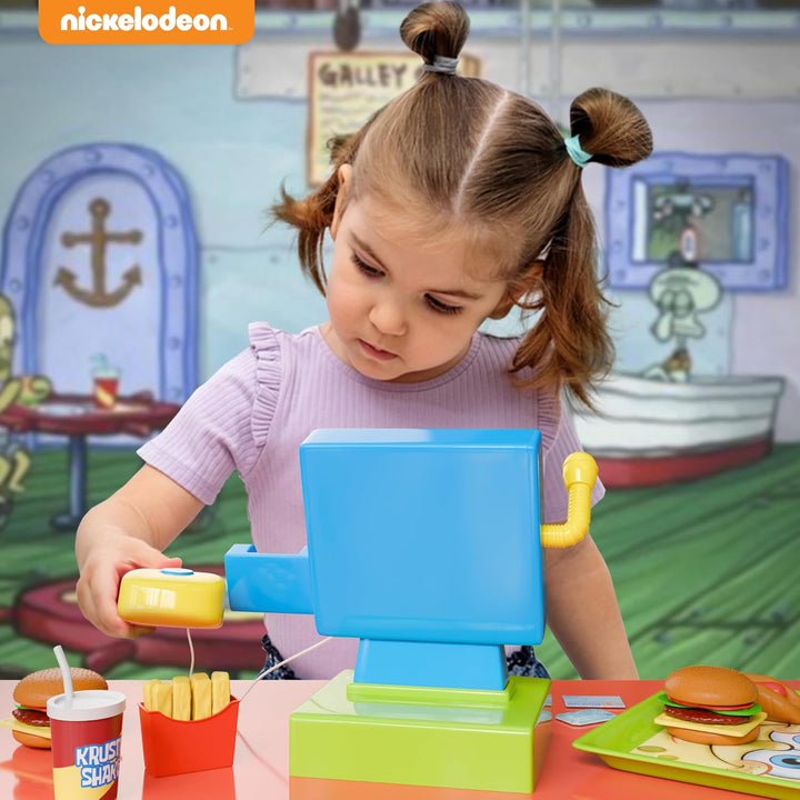 Spongebob Cash Register Play Set - Krusty Krab Cash Register - Includes Toy Cash Register and Realistic Play Food Items with Pretend Food and Play Money