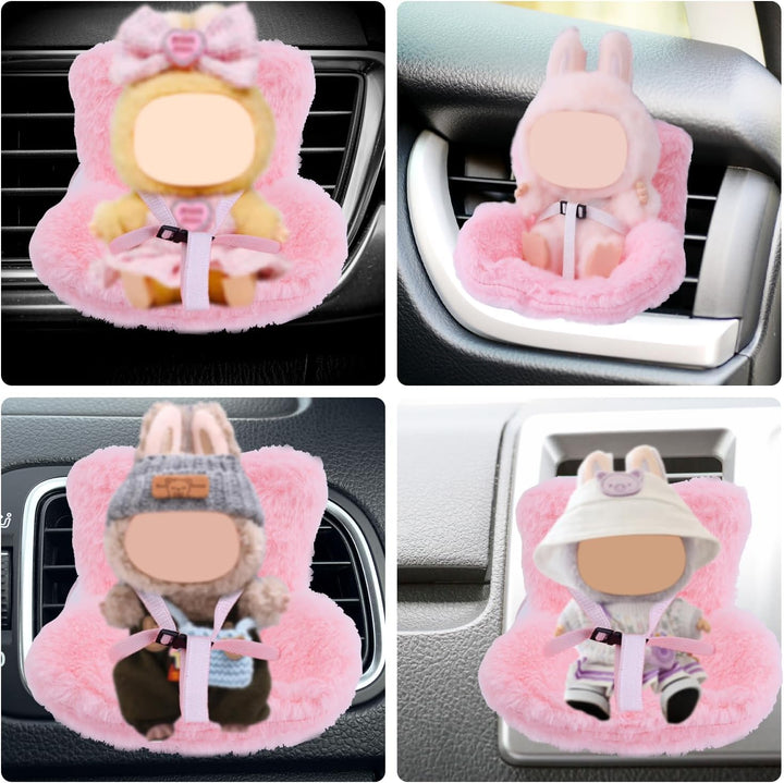 Car Seat for Dolls, Cute Safety Have a Seat with Soft Furry Cushion Pink Sofa Car Air Vents Clip Desktop Decor Chair to Display Doll Toy Ornaments Decorations Accessories