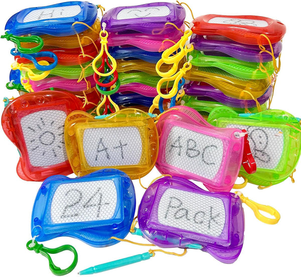 24 Pack Mini Magnetic Drawing Board Keychain for Backpack Erasable Sketch Valentines Toys Bulk for Kids Classroom Gifts Rewards Party Favors Goodie Bag Stocking (24 Pcs Draw Keychain)