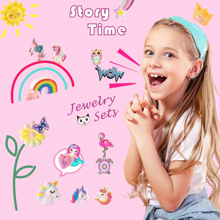 Kids Jewelry for Little Girl Toys 4-6 4-5, Toddler Jewelry Set for Costume & Dress up Ages 6-8, Play Rings Necklace Bracelets for Toddlers, Unicorn Gifts for 3-5 5-7 3 4 5 6 7 8 Year Old Gift Ideas