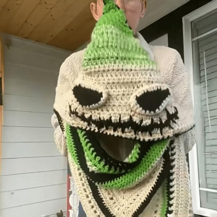Burlap Chap Crochet Hood, Crochet Halloween Headdress, Hooded Scarf, Party Cosplay Costume