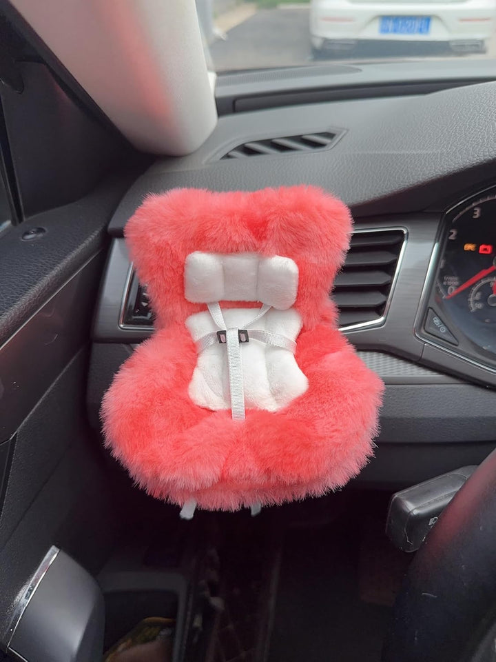 Doll Car Seat for 17Cm Dolls with Air Vent Clip and Desktop Stand, Cute and Functional Car Ornament for Blind Box Doll Fans, Collectors (Pink)