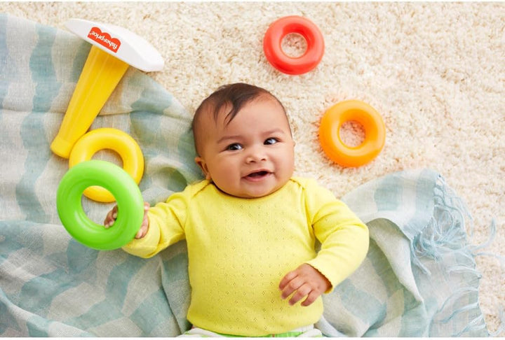 Baby Stacking Toy Rock-A-Stack, Roly-Poly Base with 5 Colorful Rings for Ages 6+ Months