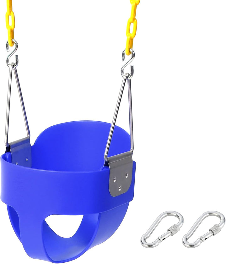 High Back Full Bucket Toddler Swing Seat with Yellow Coated Chains Fully Assembled Baby Swing Set Accessories