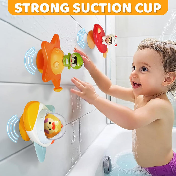 Suction Cup Spinner Toys for 1 2 3 Years Old Boys Girls, Bath Toys for Toddlers 1-3, Travel Toys for Kids Car Rides Flight Trip, Novelty Spinning Top for Baby Gifts