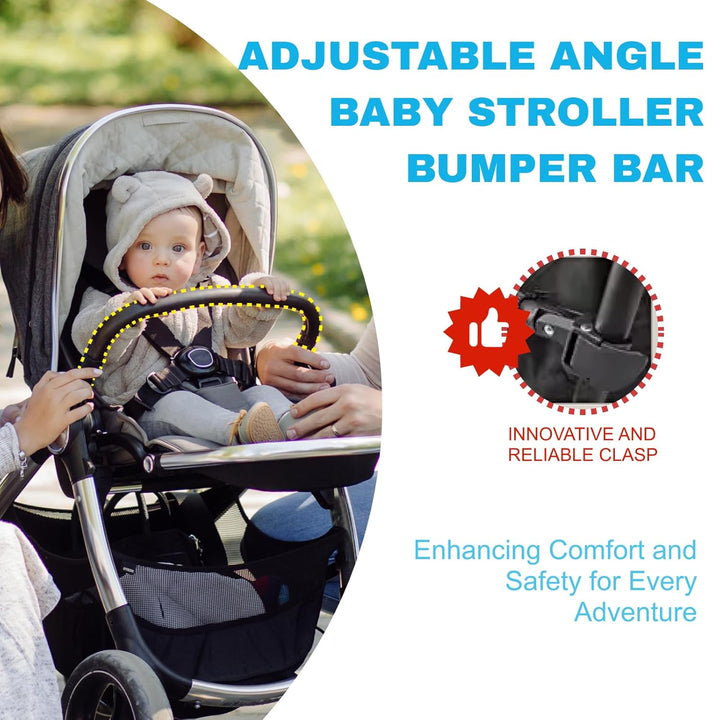 Baby Stroller Bumper Bar – Compatible with YOYO – Foldable without Removing – PU Leather Handle, Armrest & Crossbar