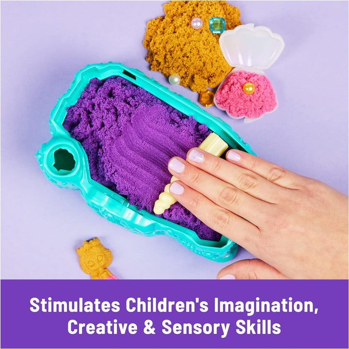 , Mermaid Crystal Playset, over 1Lb of Play Sand, Gold Shimmer Sand, Storage and Tools, Sensory Toys for Kids Ages 3 and Up