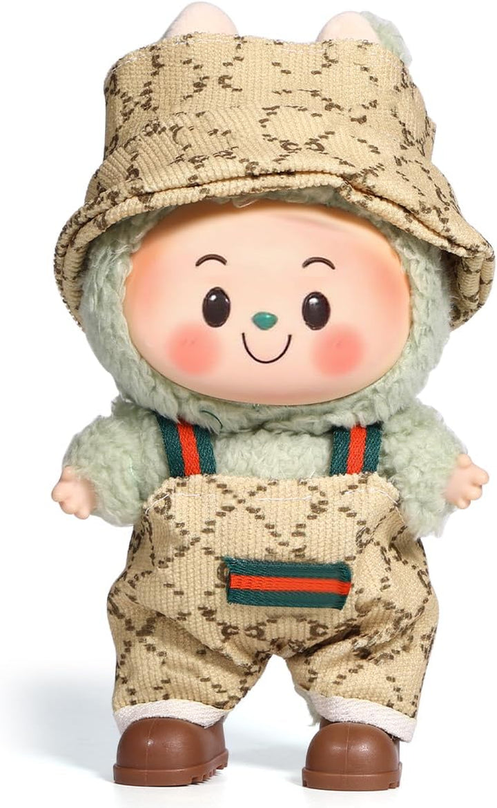 for Labubu Clothes/For Labubu Outfits,Clothes Set for 17Cm Lububu Doll,3 Piece Set Hat Clothing for LA BUBU, Boys and Girls Stylish Adorable Dolls Clothes Accessories (No Doll) (D_Style)