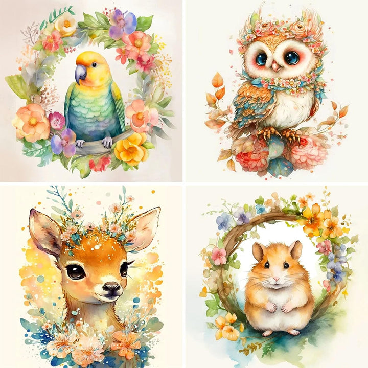 4 Pack Paint by Numbers for Kid Ages 4-8,Animals Paint by Number Kits for Kids, DIY Animal Oil Painting Suitable for Home Decoration (8X8Inch)