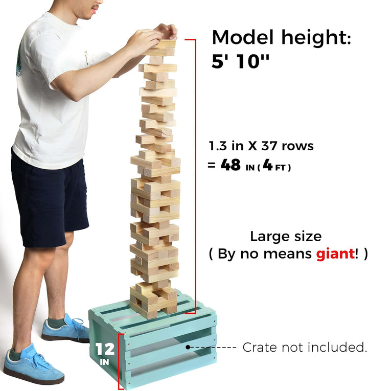 Outdoor Games Large Tower Game 54 Blocks Stacking Game Includes Carry Bag and Scoreboard