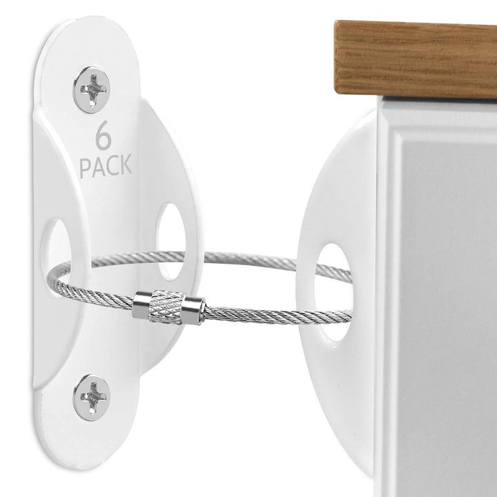 6 Pack Furniture Anchors, anti Tip Furniture Anchors for Baby Proofing, Metal Earthquake Straps Furniture Straps Wall Anchor for Dresser and Bookcase (White)
